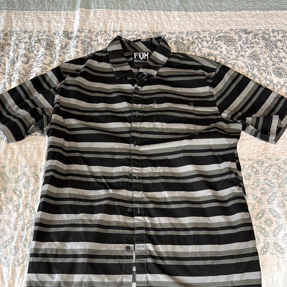 Fox Black and Gray Casual Button Down Shirt